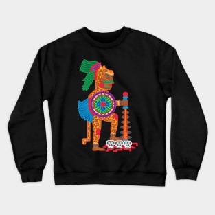 AZTEC MEXICO CODEX JAGUAR WARRIOR WITH SHIELD AND MACAHUITL - full colour Crewneck Sweatshirt